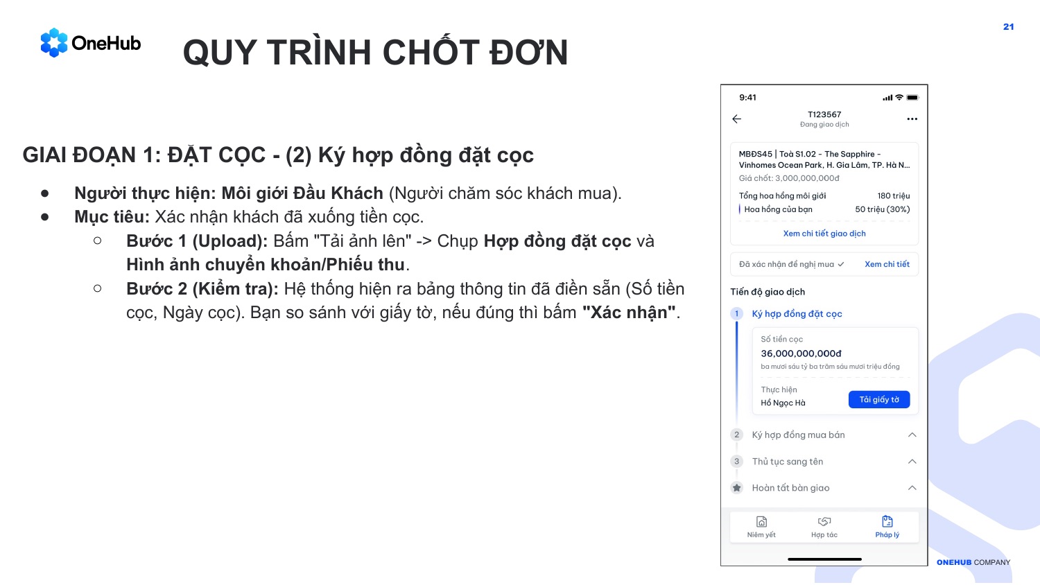 (2) Ký hợp đồng đặt cọc