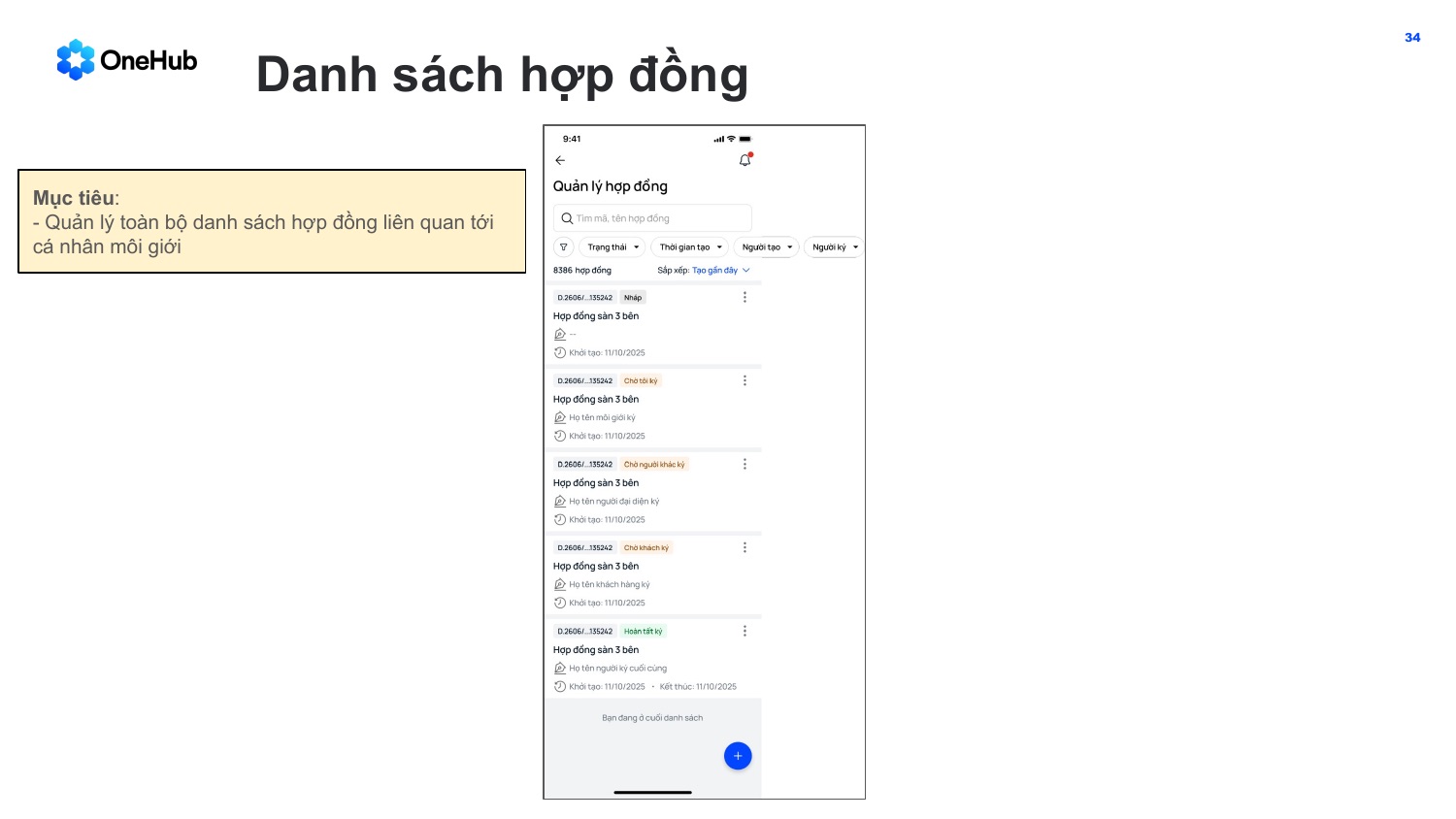Danh sách hợp đồng & trạng thái ký